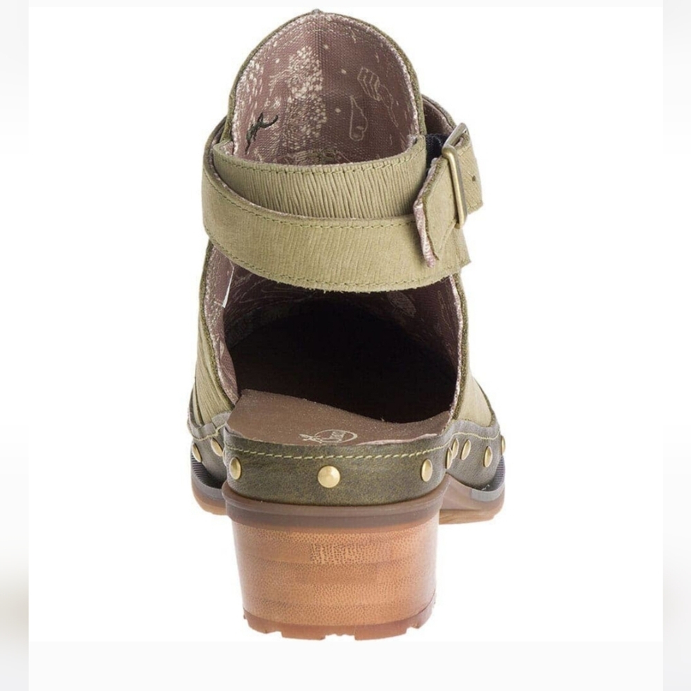 NWT Chaco Cataluna Clog 7 Ankle Straps Waterproof Leather Olive Green Mules Boot - Picture 4 of 7